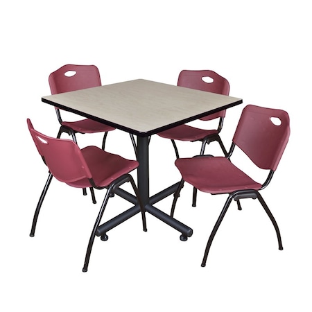 Kobe Kobe Square Table & Chair Set, Wood, Metal, Plastic Top, Maple TKB4242PL47BY